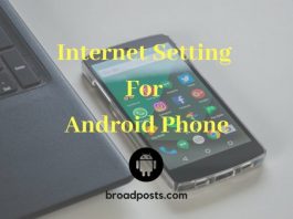 Internet setting for android